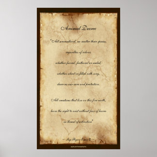Póster "Decreto Animal" Poster de poesía estilo pergamino