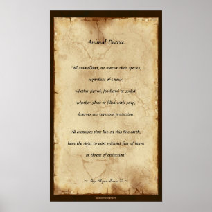 Póster "Decreto Animal" Poster de poesía estilo pergamino