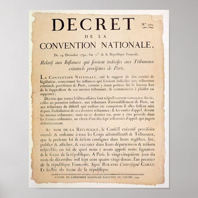 Póster Decreto de la Convención Nacional (Frente)