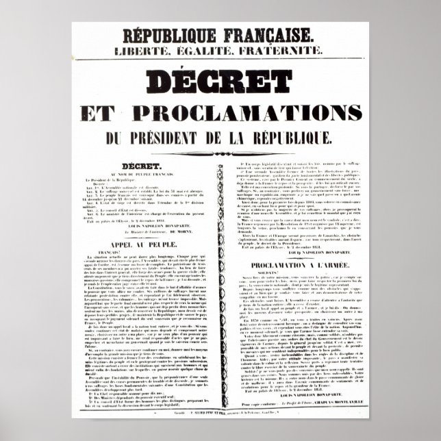 Póster Decreto y Proclamación de Napoleón Bonaparte (Frente)