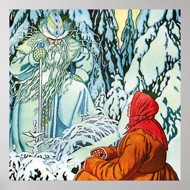 Póster “Ded Moroz” or “Father Frost” by Ivan Bilibin (Frente)