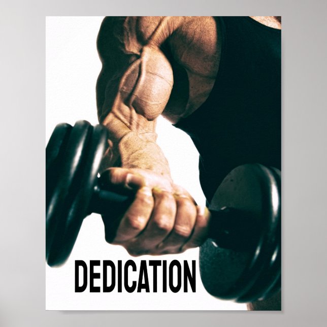 Póster Dedication Motivational Workout Muscles (Frente)