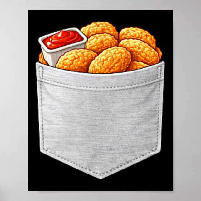 Póster Dedito de pollo divertido en bolsillo falso noveda (Frente)
