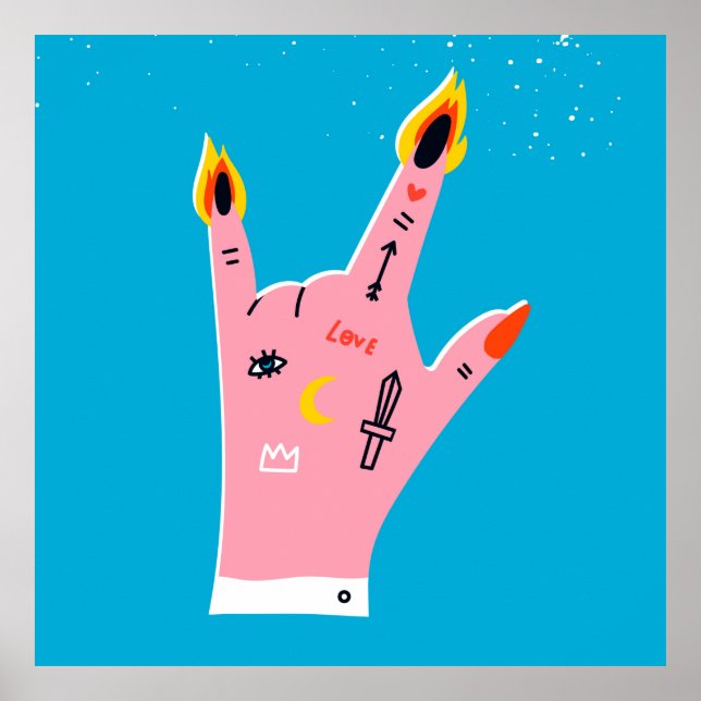 Póster Dedos de incendio abstractos (Frente)