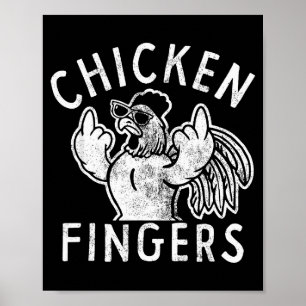 Póster Dedos de Pollo, Dedo Medio, Pollo Divertido