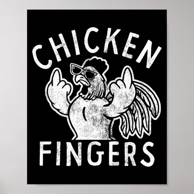 Póster Dedos de Pollo, Dedo Medio, Pollo Divertido  (Frente)