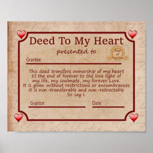 Póster Deed To My Heart - Romantic Gift for Valentines
