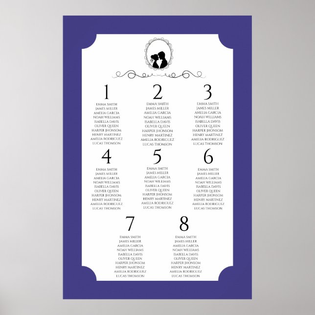 Póster Deep Blue Regency Seating Chart Poster 3 of 3 (Frente)