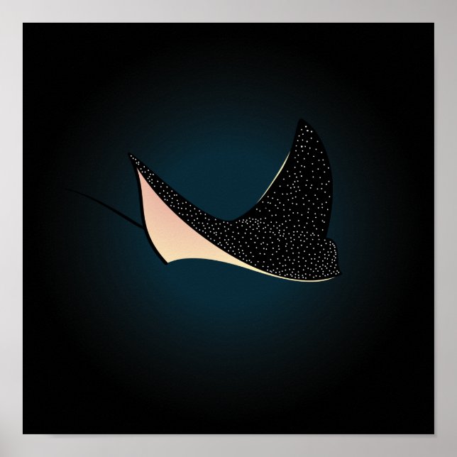 Póster Deep Blue Underwater Spot Sea Ray Fish (Frente)