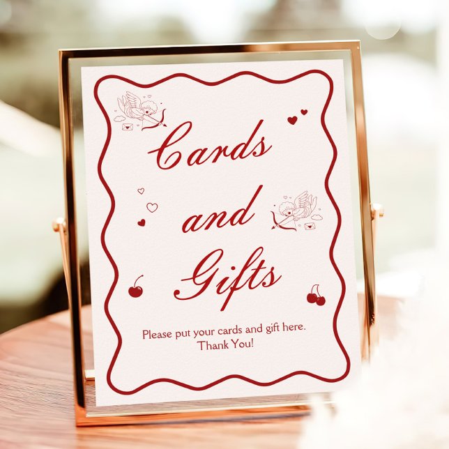 Póster Deep Red Cherry Bridal Shower Cards and Gifts (Subido por el creador)