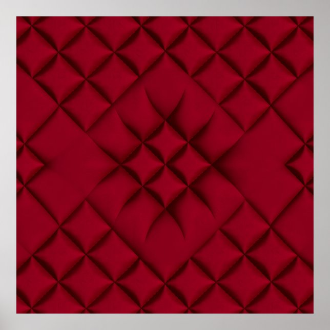 Póster Deep Red Quilted Leather Pattern (Frente)