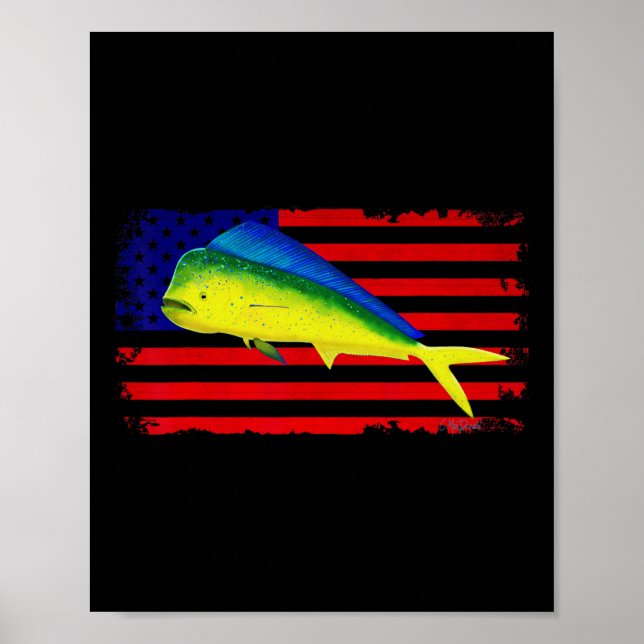 Póster Deep Sea Fishing Mahi Mahi America July 4th  (Frente)