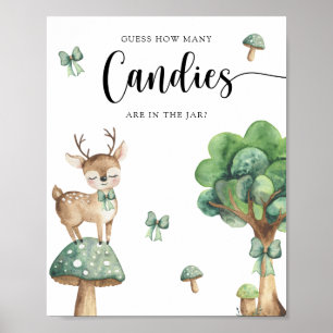 Póster Deer acuarela - Adivina cuántos dulces