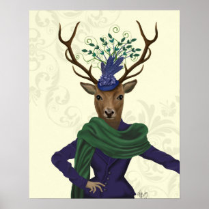 Póster Deer and Fascinator
