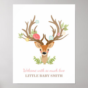 Póster Deer Baby ducha libro huellas dactilares de madera