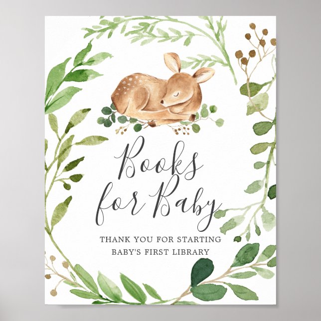 Póster Deer Baby Shower Books For Baby Rótulo (Frente)