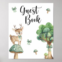 Póster Deer Baby Shower - libro de invitados