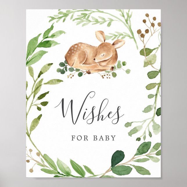 Póster Deer Baby Shower Quiere Un Rótulo Infantil (Frente)