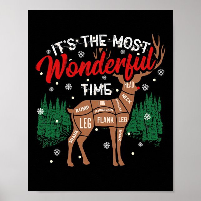 Póster Deer Bbq Funny Grilling Bbq Pitmaster Navidades Rb (Frente)