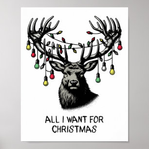 Póster Deer Buck Do All Want For Navidades Lights Buck M