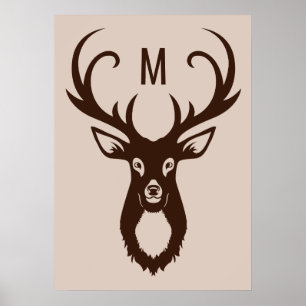 Póster Deer con su poster personalizado de Monograma