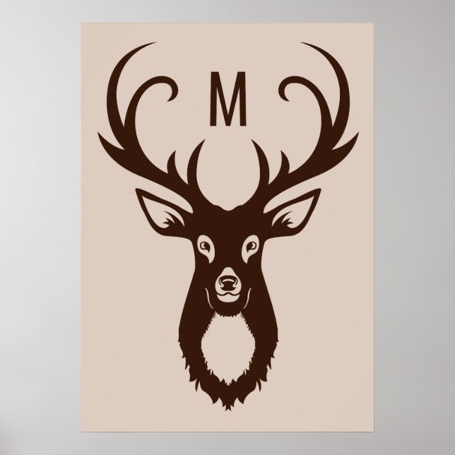 Póster Deer con su poster personalizado de Monograma (Frente)