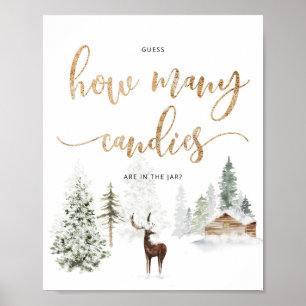 Póster Deer de Woodland Adivinan cuántos caramelos