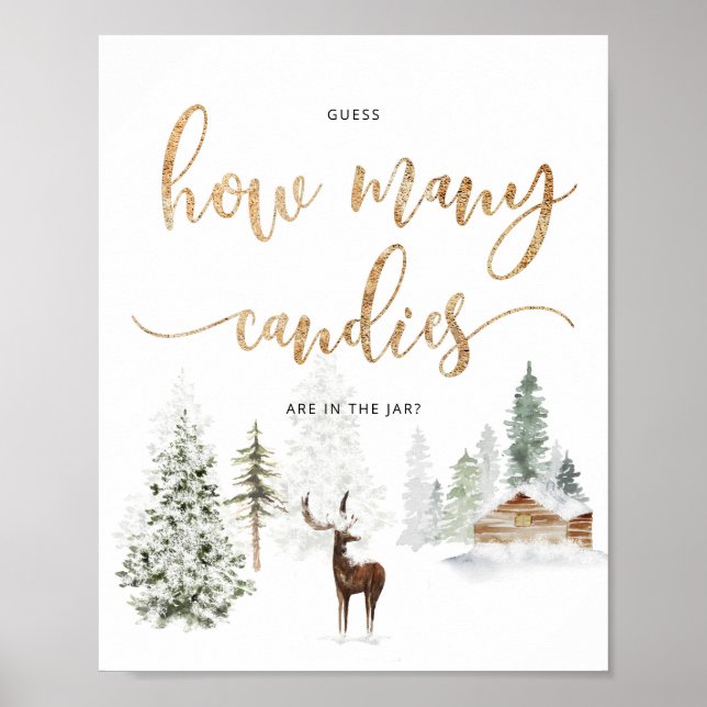 Póster Deer de Woodland Adivinan cuántos caramelos (Frente)