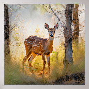 Póster Deer elegante en el diseño de la naturaleza forest