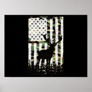 Póster Deer Elk Buck Caza Camo Camoflauge Bandera de los 