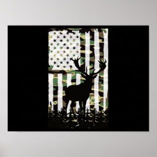 Póster Deer Elk Buck Caza Camo Camoflauge Bandera de los 