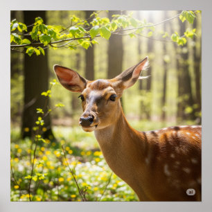 Póster Deer forestal