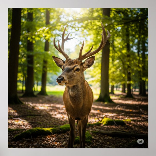 Póster Deer forestal de verano (Frente)
