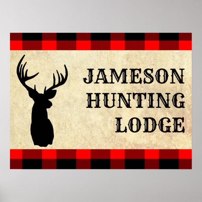 Póster Deer Hunting Lodge Birthday Theme Party Poster (Frente)