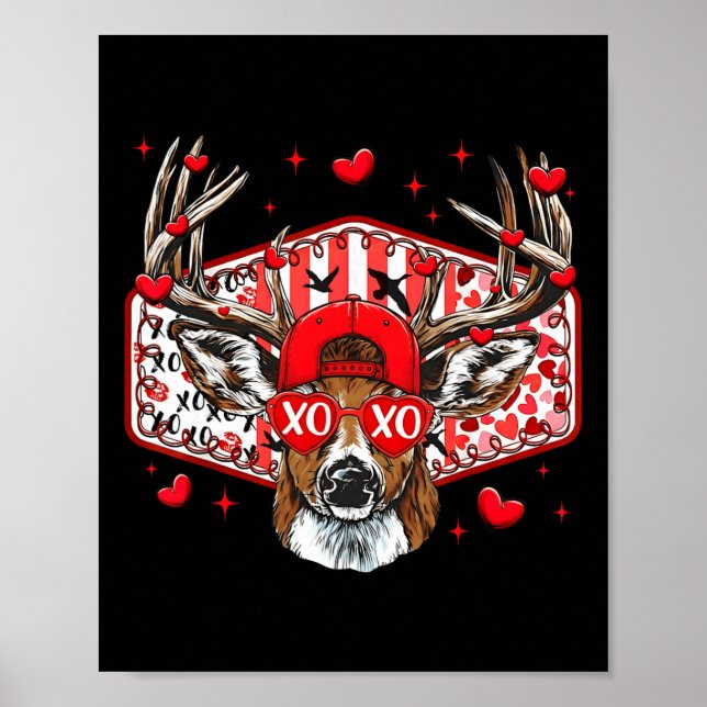 Póster Deer Hunting Xoxo Valentine Buck Boys Cap Men Wome (Frente)