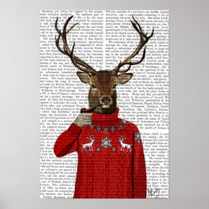 Póster Deer in Ski Sweater