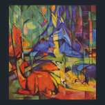 Póster Deer in the Forest Franz Marc<br><div class="desc">Done in 1914 by German expressionist Franz Marc. The final in a series of paintings with a similar theme,  it exhibits the sharp edged panels of color and subject common to the cubist style. Cheerful bold,  bright contrasting colors -  orange,  gold,  blue and green</div>