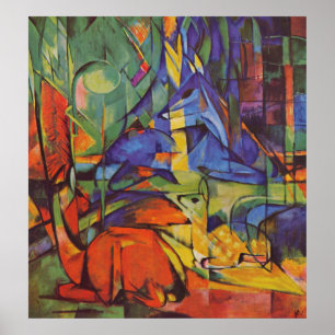 Póster Deer in the Forest Franz Marc
