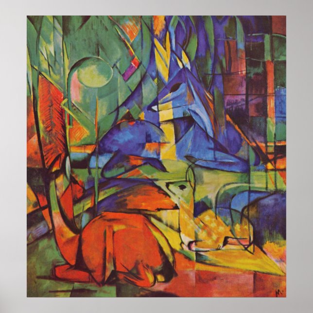 Póster Deer in the Forest Franz Marc (Frente)