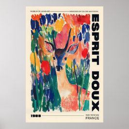 Póster Deer in Wildflowers Art Print Colorful Animal Home