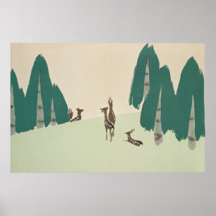 Póster Deer Kamisaka Sekka japón pintura canvas cc0