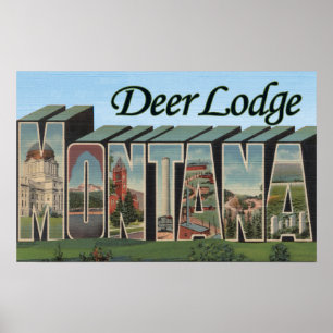Póster Deer Lodge, Montana - Escenas de letras grandes