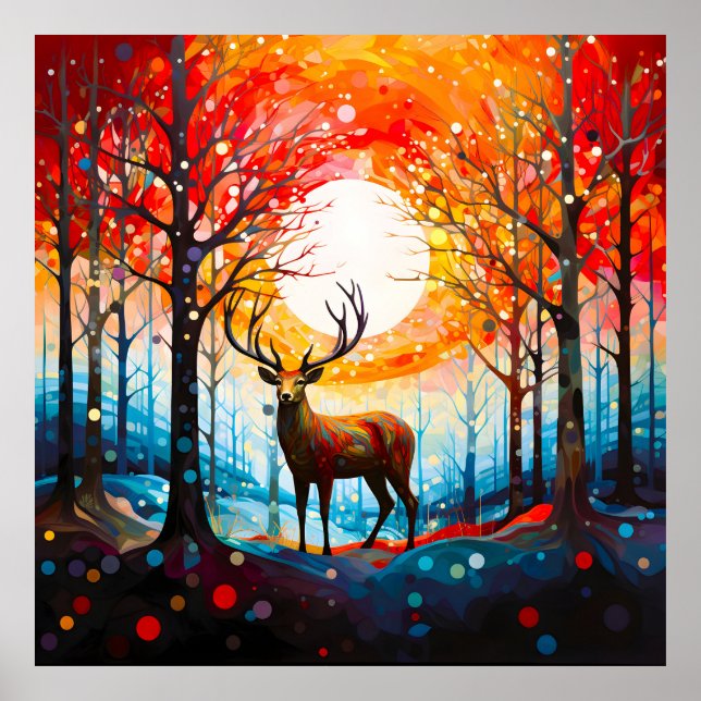 Póster Deer silvestre contemporáneo (Frente)