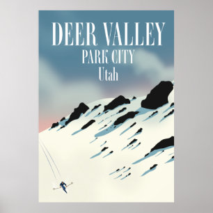 Póster Deer Valley, Park City, Utah, cartel de esquí