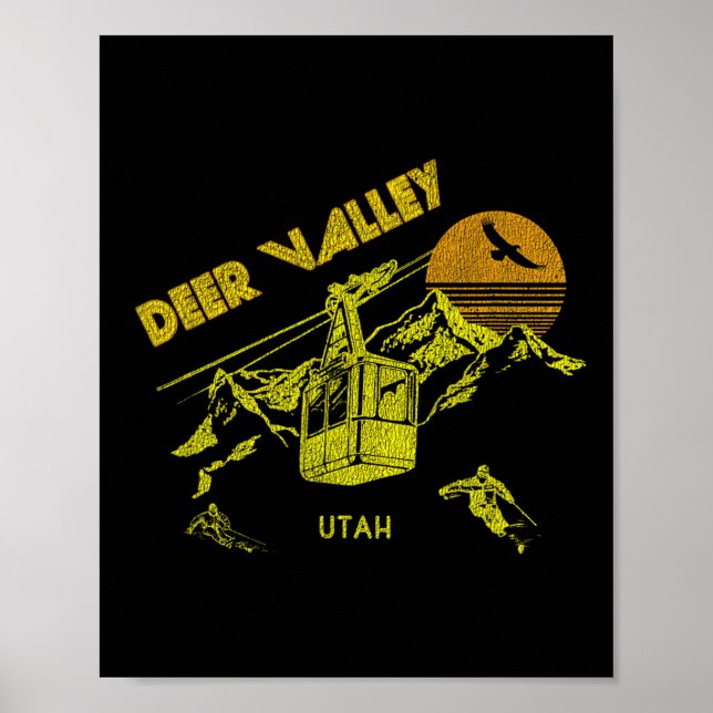 Póster Deer Valley Utah Retro Skiting Tee (Frente)