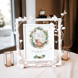 Póster Deer Winter Woodland Baby Shower Personalizado Rót