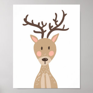 Póster Deer Woodland Animal Nursery Wall Art Imprimir