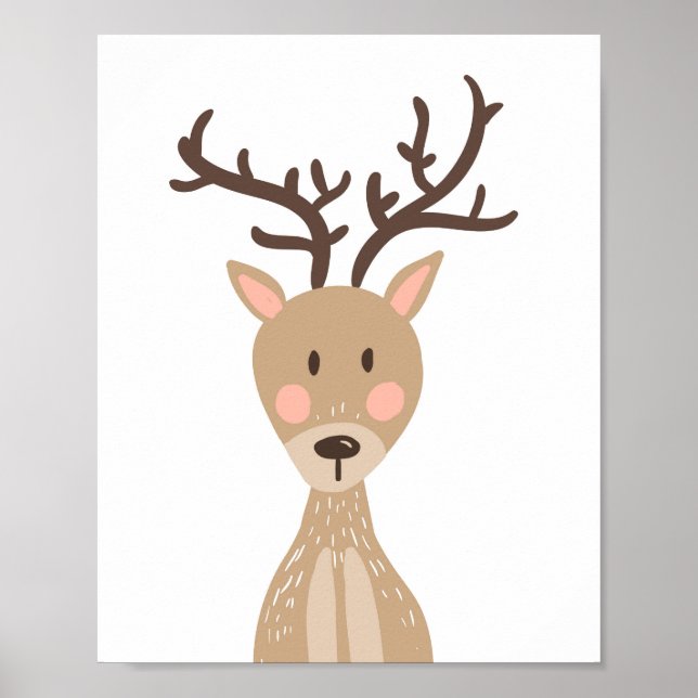 Póster Deer Woodland Animal Nursery Wall Art Imprimir (Frente)