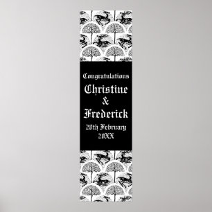 Póster Deer y árboles medievales, banne decorativa vertic