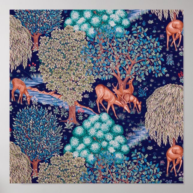 Póster Deers in the Forest, William Morris (Frente)